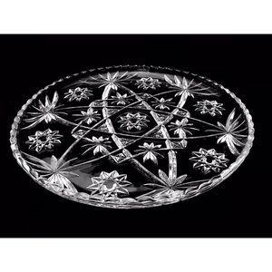 Vintage Crystal Glass Serving Platter Centerpiece Table Decor 13-1/2”